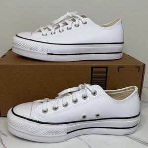 Converse Women's All-Star Lift Leather Clean Ox Sneakers - White - 8